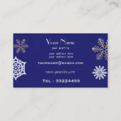 Carte De Visite golden and white snowflakes against midnight blue (Dos)