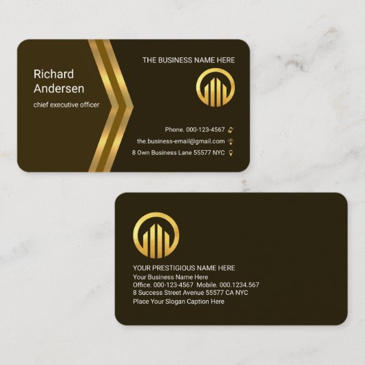 Carte De Visite Golden Arrows Moving Forward Manager (Devant / Derrière)