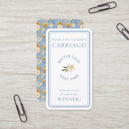 Carte De Visite Golden Carriage Scratch-Off Game Blue Non-Winner  (Devant/Arrière en situation)