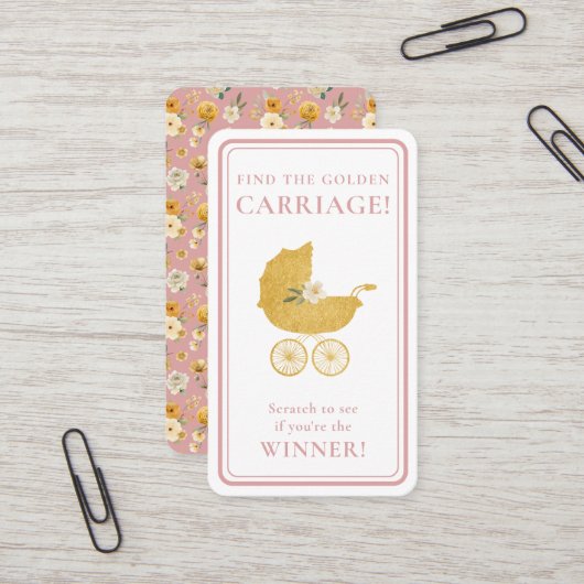 Carte De Visite Golden Carriage Scratch-Off Game | Blush Pink (Devant/Arrière en situation)