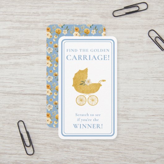 Carte De Visite Golden Carriage Scratch-Off Winner Baby Blue Game  (Devant/Arrière en situation)