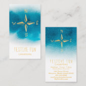 Carte De Visite *~* Golden Compass Beach Océan Blanc Turquoise Ble (Devant / Derrière)