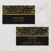 Carte De Visite Golden Confetti Glam Golden Black Vip (Devant / Derrière)
