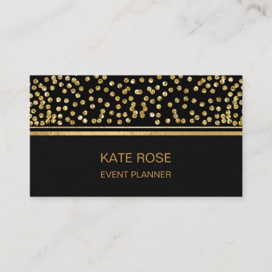 Carte De Visite Golden Confetti Glam Golden Black Vip (Devant)