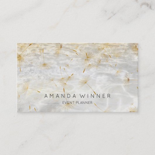 Carte De Visite Golden Dandelion Confetti Grungy Gris Eau (Devant)