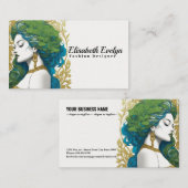 Carte De Visite Golden Elegance Silhouette féminine au milieu du v (Devant / Derrière)