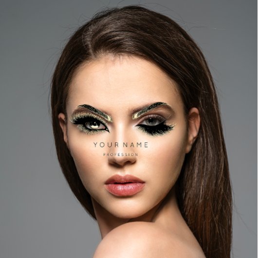 Carte De Visite Golden Eyelash Brows Microblading QRCODE Logo