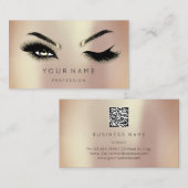 Carte De Visite Golden Eyelash Brows Microblading QRCODE Logo Rose (Devant / Derrière)