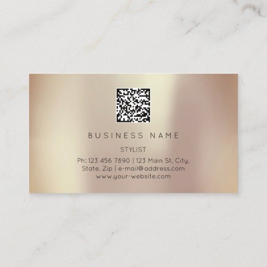 Carte De Visite Golden Eyelash Brows Microblading QRCODE Logo Rose (Dos)