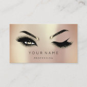 Carte De Visite Golden Eyelash Brows Microblading QRCODE Logo Rose (Devant)