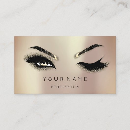 Carte De Visite Golden Eyelash Brows Microblading QRCODE Logo Rose (Devant)
