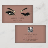 Carte De Visite Golden Eyelash Brows Microblading QRCODE Logo Skin (Devant / Derrière)
