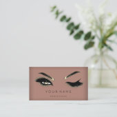 Carte De Visite Golden Eyelash Brows Microblading QRCODE Logo Skin (Debout devant)