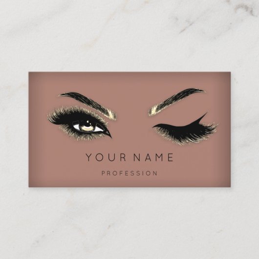 Carte De Visite Golden Eyelash Brows Microblading QRCODE Logo Skin (Devant)