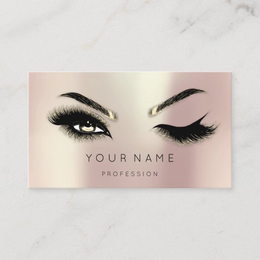 Carte De Visite Golden Eyelash Brows Microblading QRCODE Logo SPA (Devant)