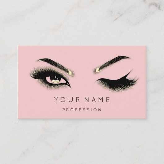Carte De Visite Golden Eyelash Brows Microblading QRCODE Rose (Devant)