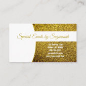 Carte De Visite Golden Faux Glitter, Professiona Photo & QR Code (Dos)