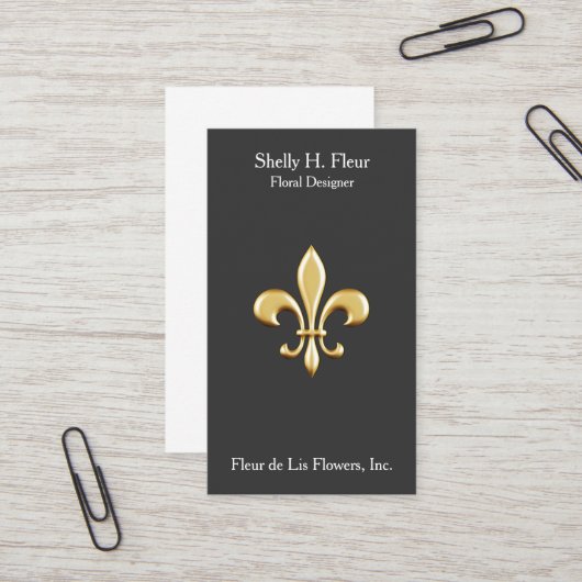Carte De Visite Golden Fleur De Lis (Devant/Arrière en situation)