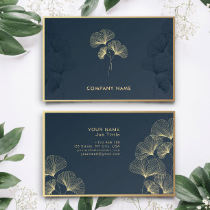 Carte De Visite Golden Floral Elegant Flower Luxe Monogramme