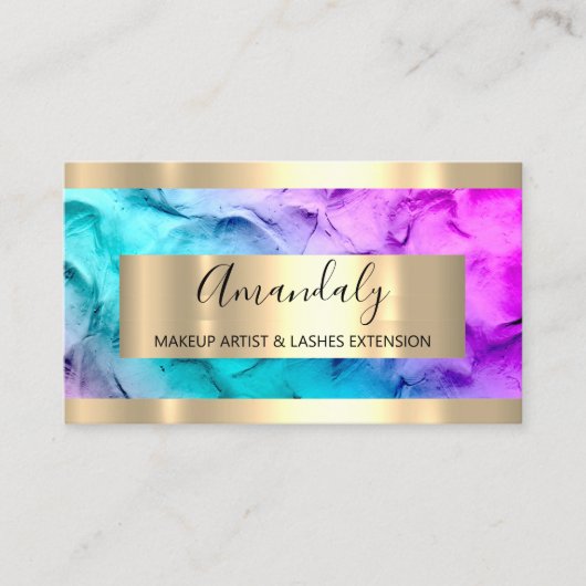 Carte De Visite Golden Frame Event Planner Rose bleu Abstrait (Devant)