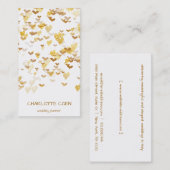 Carte De Visite Golden Hearts Confetti Blanc Delicate Glam (Devant / Derrière)