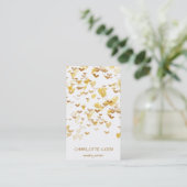 Carte De Visite Golden Hearts Confetti Blanc Delicate Glam (Debout devant)