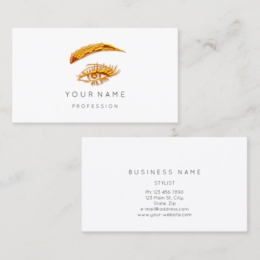 Carte De Visite Golden Lashes Bros logo maquillage Minimalisme bla (Devant / Derrière)