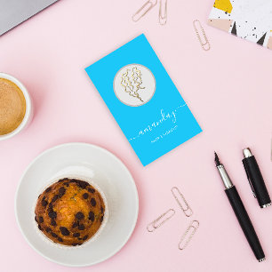 Carte De Visite Golden Logo Coiffeur maquillage Artiste bleu