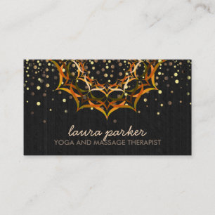 Carte De Visite Golden Lotus Flower Mandala Yoga Massage de santé