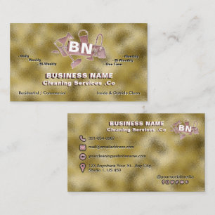 Carte De Visite Golden Metallic Cleaning Services Rose Gold Logo