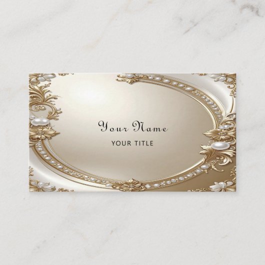 Carte De Visite Golden Ornate Frame with Pearls Business Card (Devant)