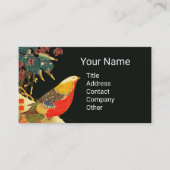 Carte De Visite Golden Pheasant Antique Japonais Black Floral (Devant)