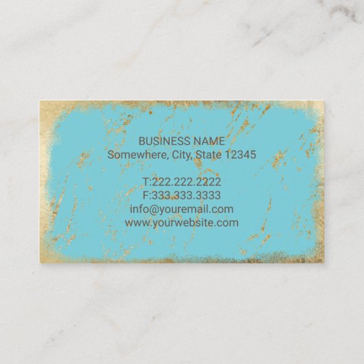 Carte De Visite Golden Pineappy Turquoise Gold Marble Event (Dos)
