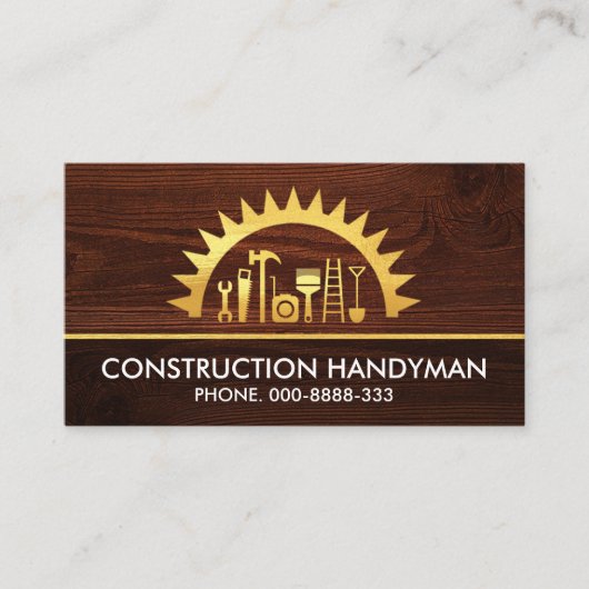 Carte De Visite Golden Saw Handyman Outils Timbre (Devant)
