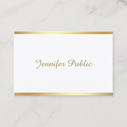 Carte De Visite Golden Script Calligraphie Belle Moderne Unique (Devant)