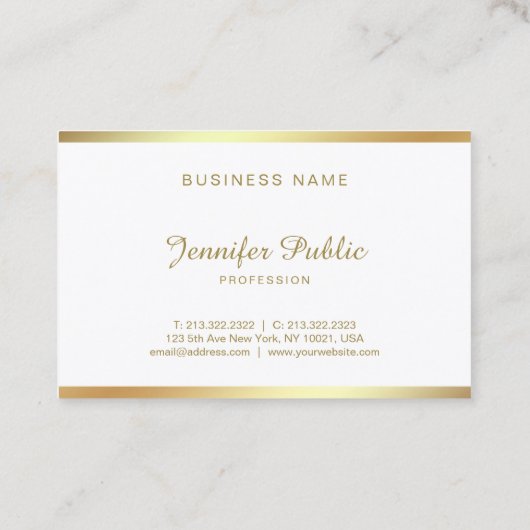 Carte De Visite Golden Script Calligraphie Belle Moderne Unique (Dos)