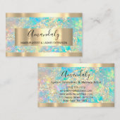 Carte De Visite Golden Strokes Marble Beauté Shop Holographique (Devant / Derrière)