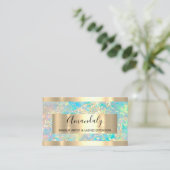Carte De Visite Golden Strokes Marble Beauté Shop Holographique (Debout devant)