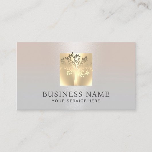 Carte De Visite Golden Tree Logo moderne Silver Salon & SPA (Devant)