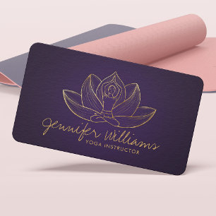 Carte De Visite Golden Yoga Lotus Line art