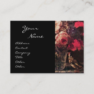CARTE DE VISITE GOLDFINCH, ROSES ROSES ROSES ROSES ET BOUTEILLE