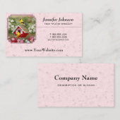 Carte De Visite Goldfinches et Red Birdhouse rose (Devant / Derrière)