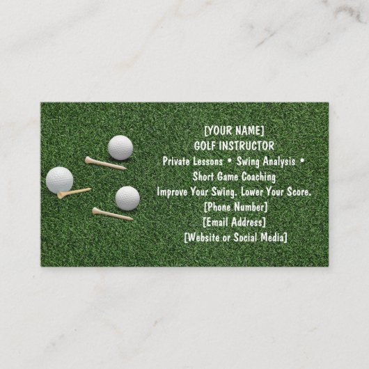 Carte De Visite Golf avec nom pour golfeur  (Devant)