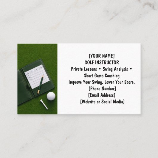 Carte De Visite Golf avec nom pour golfeur  (Devant)