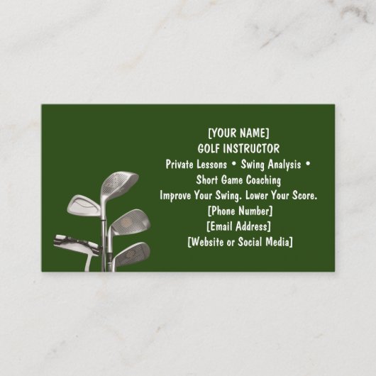 Carte De Visite Golf avec nom pour golfeur  (Devant)