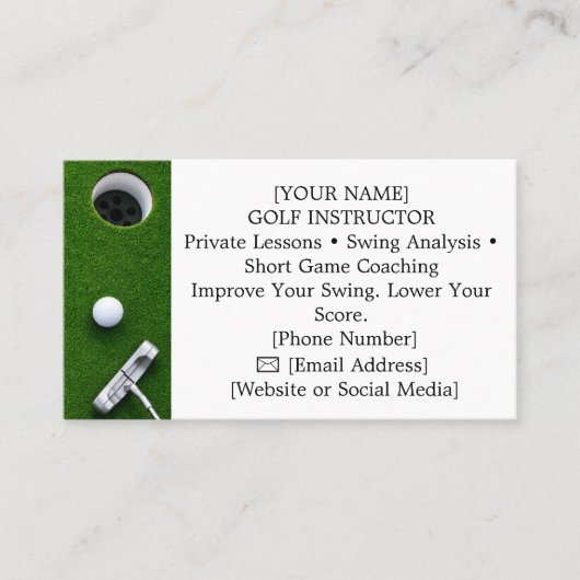 Carte De Visite Golf avec nom pour golfeur  (Devant)