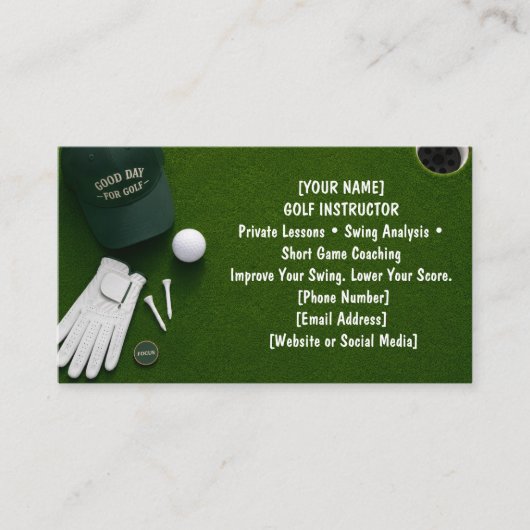 Carte De Visite Golf avec nom pour golfeur  (Devant)