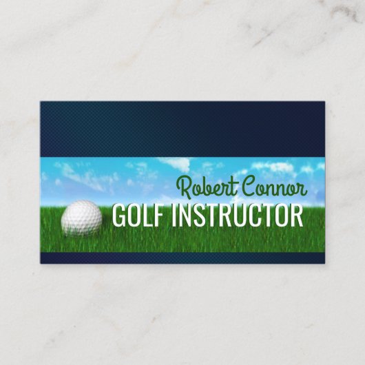 Carte De Visite Golf Instructor Golfer Lessons Tour Grass & Sky (Devant)