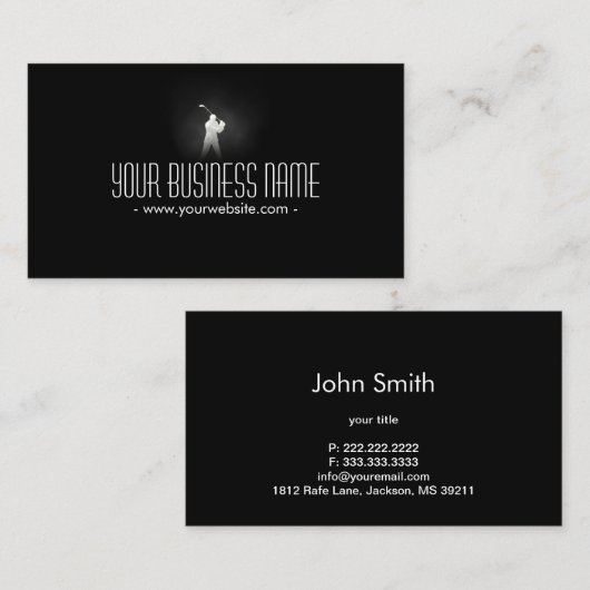 Carte De Visite Golf Pro Classy foncé (Devant / Derrière)