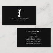 Carte De Visite Golf professionnel noir moderne personnalisé (Devant / Derrière)
